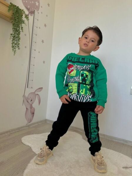 Çizgi Karakter Baskılı Şardonlu Erkek Çocuk Takım