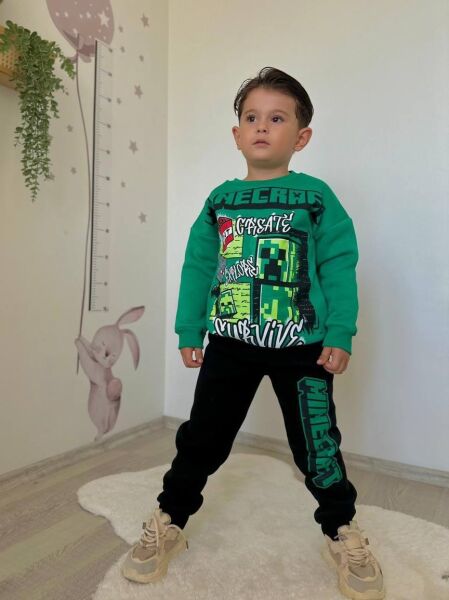 Çizgi Karakter Baskılı Şardonlu Erkek Çocuk Takım