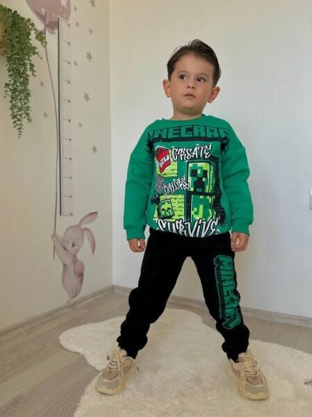 Çizgi Karakter Baskılı Şardonlu Erkek Çocuk Takım