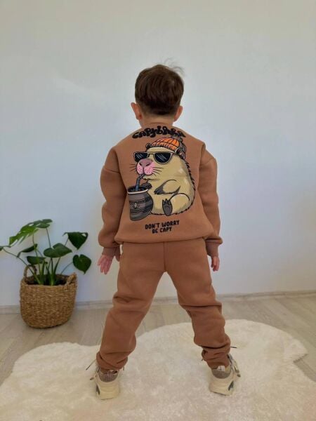 Capybara Baskılı Şardonlu Erkek Çocuk Takım