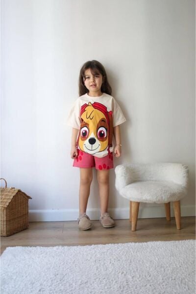 Paw Patrol Baskılı Kız Çocuk Kısa Kollu Şortlu Takım