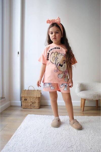 Paw Patrol Baskılı Kız Çocuk Kısa Kollu Şortlu Takım