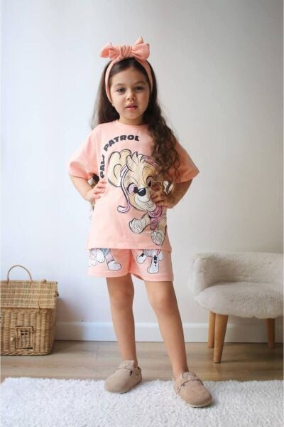 Paw Patrol Baskılı Kız Çocuk Kısa Kollu Şortlu Takım