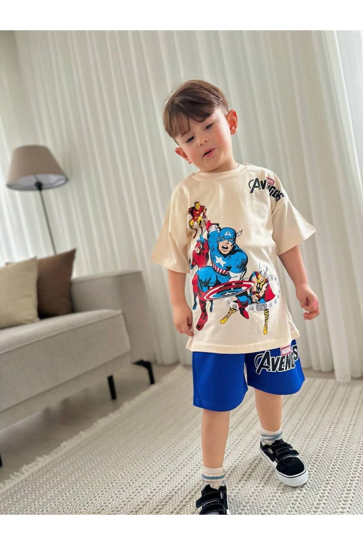 Süper Kahramanlar Çizgi Karakter Baskılı Yazlık Alt-Üst Takım