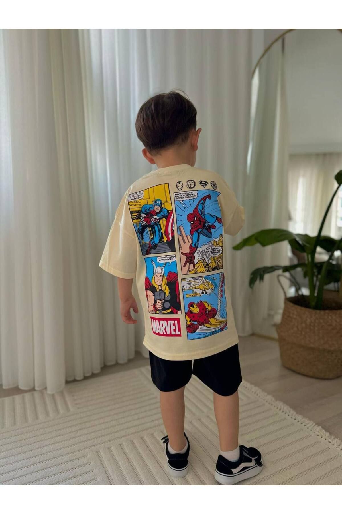 Süper Kahramanlar Çizgi Karakter Baskılı Yazlık Alt-Üst Takım