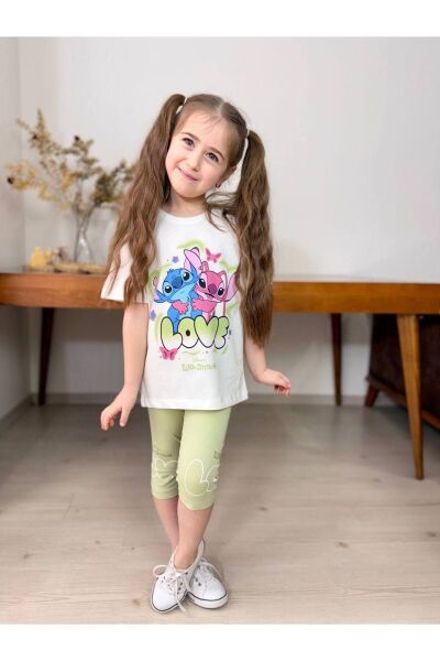 Love Baskılı Kapri Tayt Kız Çocuk Takım