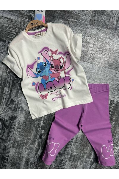 Love Baskılı Kapri Tayt Kız Çocuk Takım