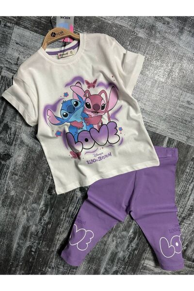 Love Baskılı Kapri Tayt Kız Çocuk Takım