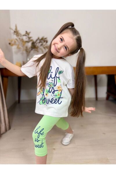Life Çiçek Baskılı Kaprili Kız Çocuk Takım