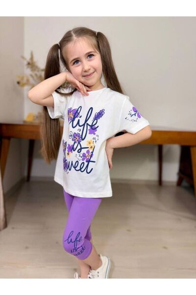 Life Çiçek Baskılı Kaprili Kız Çocuk Takım