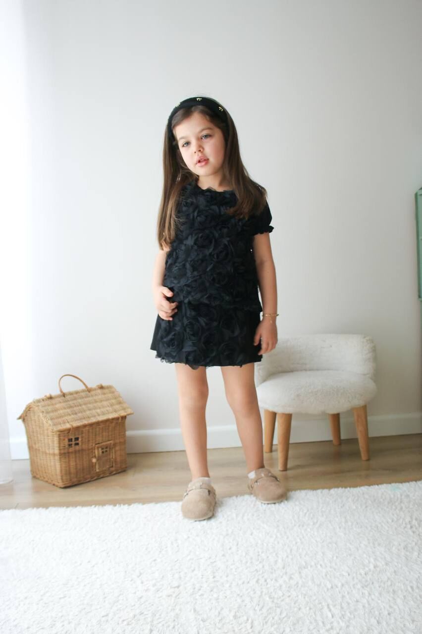 Gül Detaylı Tül Şort Etekli Kız Çocuk Alt- Üst Takım