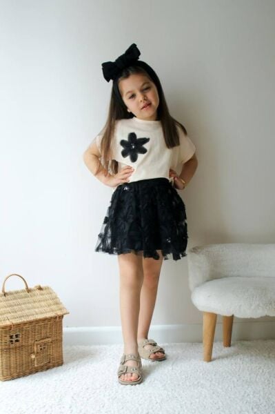 Zambak Model Kız Çocuk Kısa Kollu Etekli Takım