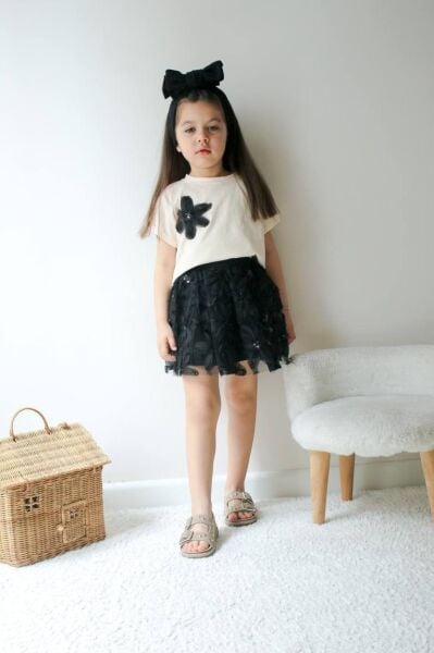 Zambak Model Kız Çocuk Kısa Kollu Etekli Takım