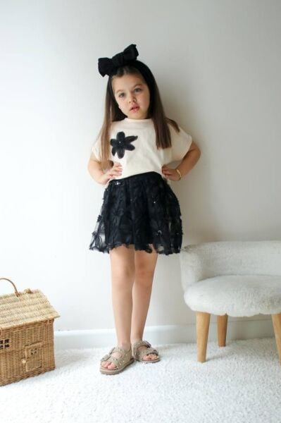 Zambak Model Kız Çocuk Kısa Kollu Etekli Takım