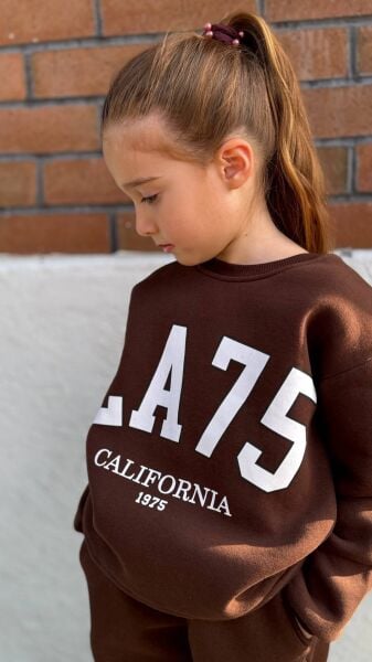 Kız Çocuk Baskılı Bol Paça Şardonlu Alt Üst Takım