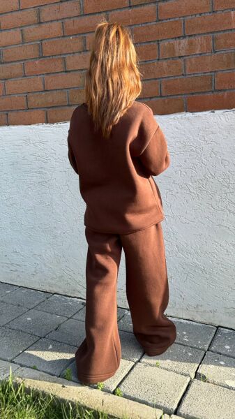 Kız Çocuk Baskılı Bol Paça Şardonlu Alt Üst Takım