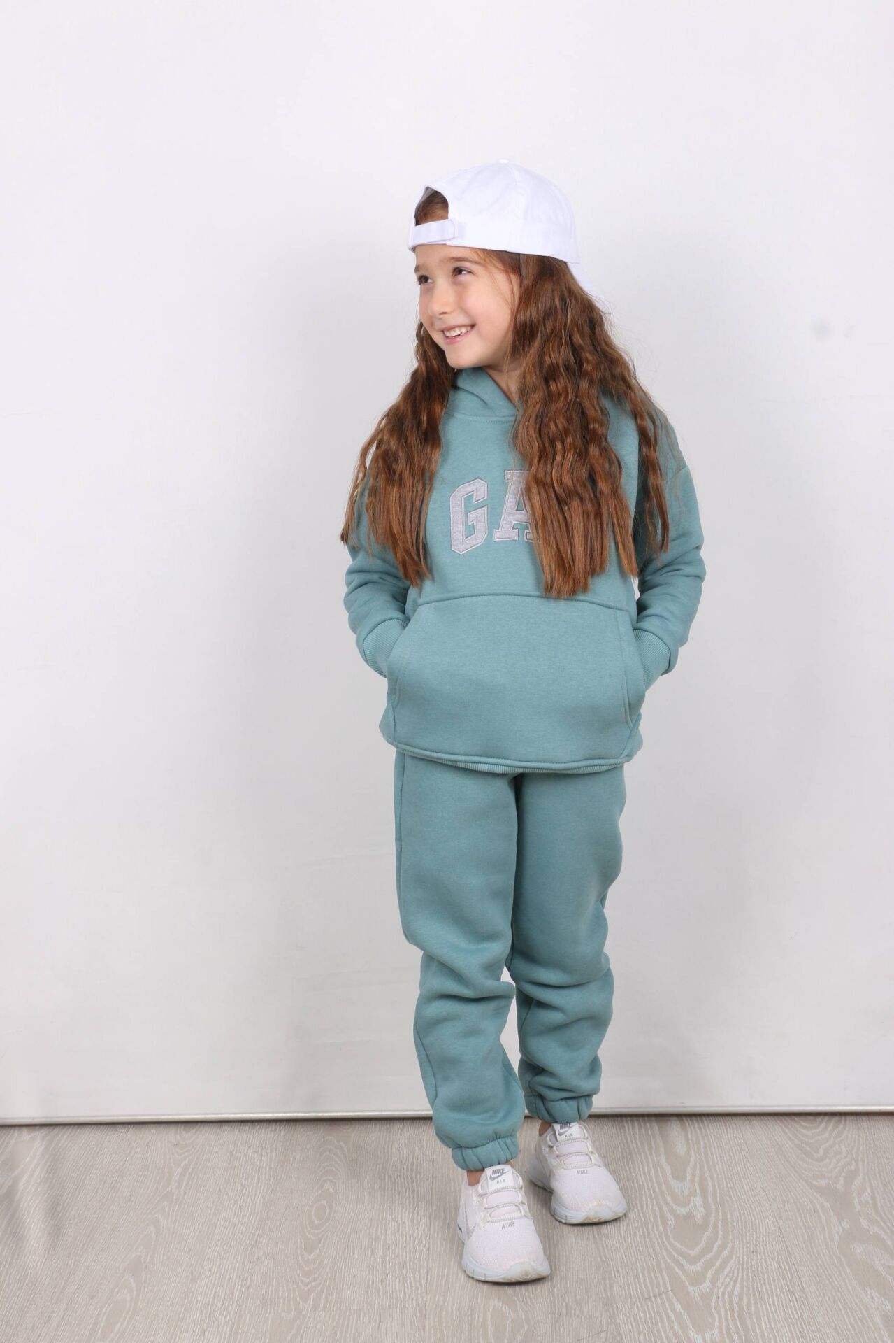Nakış Detaylı Kanguru Cepli Kapüşonlu Üç ip Şardonlu Unisex Çocuk Takımı Mint - 11-12 Yaş