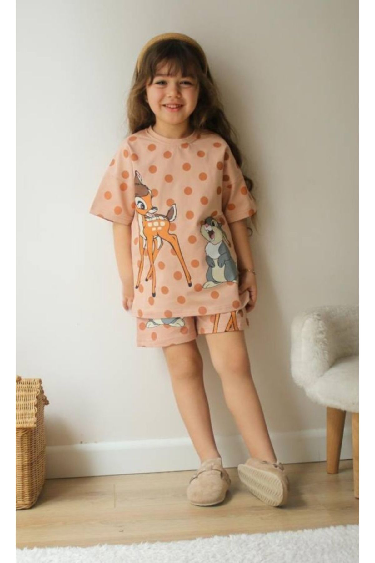 Ceylan Baskı Dataylı Kız Çocuk Kısa Kollu Şortlu Takım
